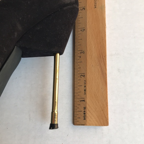 Penny Sue Black Faux Suede Shoe with Gold Spikes & Metallic 4.5 inch Heel - Picture 9 of 13